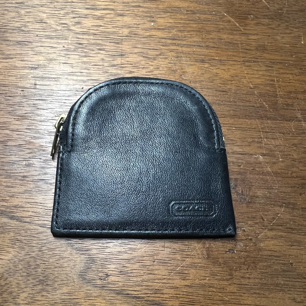 Vintage Coach Black Leather Mini Coin Pouch Rare Tiny Cute Eclair Zipper